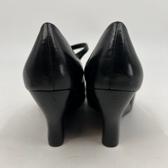 Franco Sarto Black Peep Toe Mary Jane Wedges | Size 10.5 - Picture 5 of 9